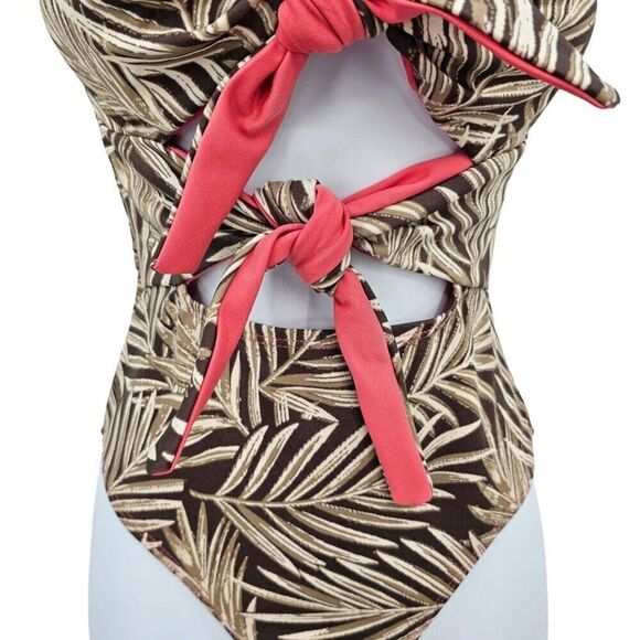 Crescent Drive Palm Cut Out Palm Leaves Swimsuit XS - Picture 3 of 7